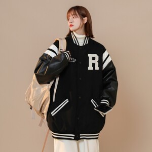 主推 中性冬装 pu皮毛巾绣棒球服夹克棉衣加厚外套潮 H686 P118女图片