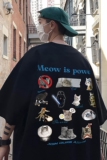直播有280克美式复古重磅小猫印花短袖T恤衫潮牌大码男H844P28，男装T恤，电商A341