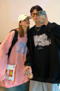 情侣装秋装 潮牌太空人字母印花情侣卫衣外套 H650 P38 男类图片