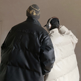 港风冬装美式立领情侣宽松棉服加厚pu皮棉衣外套男H912P128，男装棉衣，电商A341