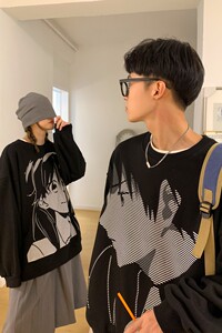 主推 22情侣装新品 潮卡通动漫圆领套头情侣卫衣 H651 P38 女类图片