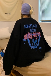 主推 情侣装秋季 涂鸦熊印花情侣卫衣上衣外套H664 P38控49 女类图片