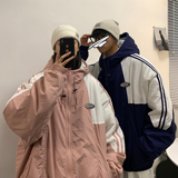 冬装拼接棉服运动风连帽情侣棉衣外套H573P118控148男类，男装棉衣，电商A341