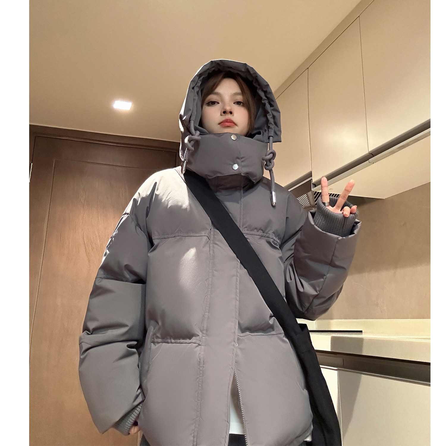 主推中性冬装美式加厚情侣连帽羽绒棉服外套面包服男女H910P138,男装棉衣,电商A341