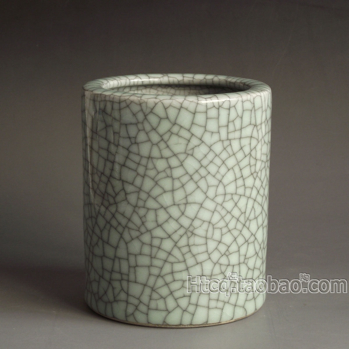 景德镇纯手工制作仿古官窑开片青瓷笔筒 陶瓷笔筒 文房四宝