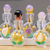 跨境天然水晶球香水瓶紫黄白粉水晶原石玻璃瓶女巫瓶装 饰厂家批发