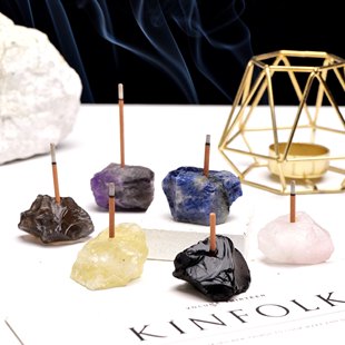 天然水晶矿石原石香插香托香座水晶创意线香熏香供佛香架底座水晶