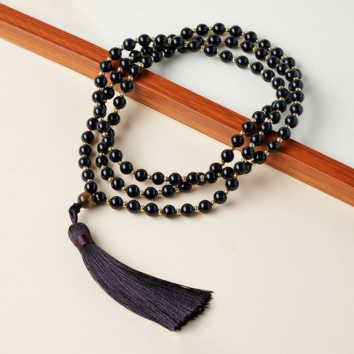 天然水晶黑曜石手链新中式