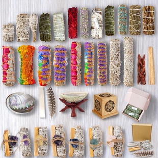 美国加州白鼠尾草雪松薰衣草蓝草香薰捆绑净化空间圣木white sage