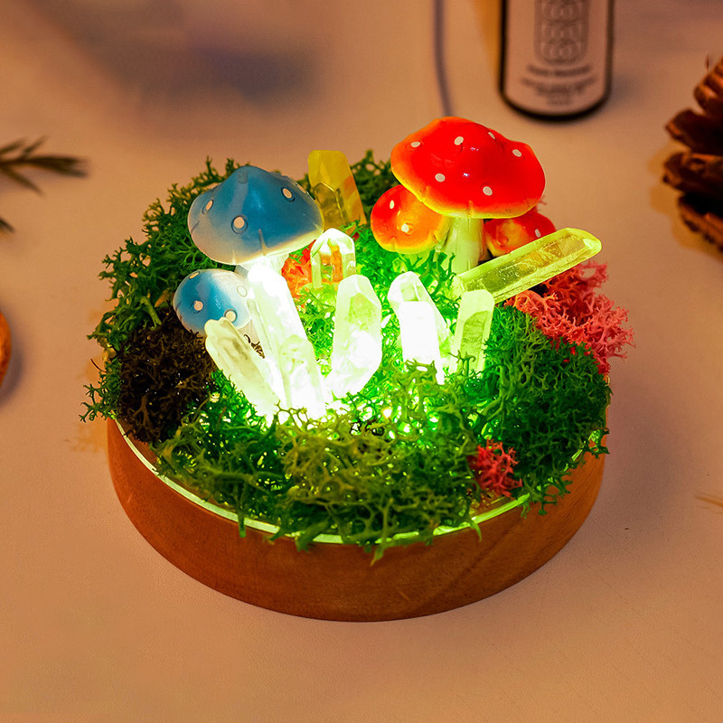 小夜灯卧室水晶石香薰灯水晶台灯