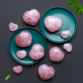 天然马粉水晶爱心芙蓉晶半宝石水晶工艺原石打磨手把件装 饰品摆件