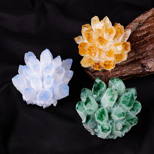 天然水晶簇原石摆件白水晶簇黄水晶簇茶晶簇紫水晶簇办公桌面装饰