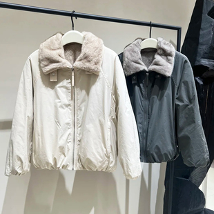 深圳南油高端女装2025冬季新款正反双面穿毛绒派克外套女加厚保暖