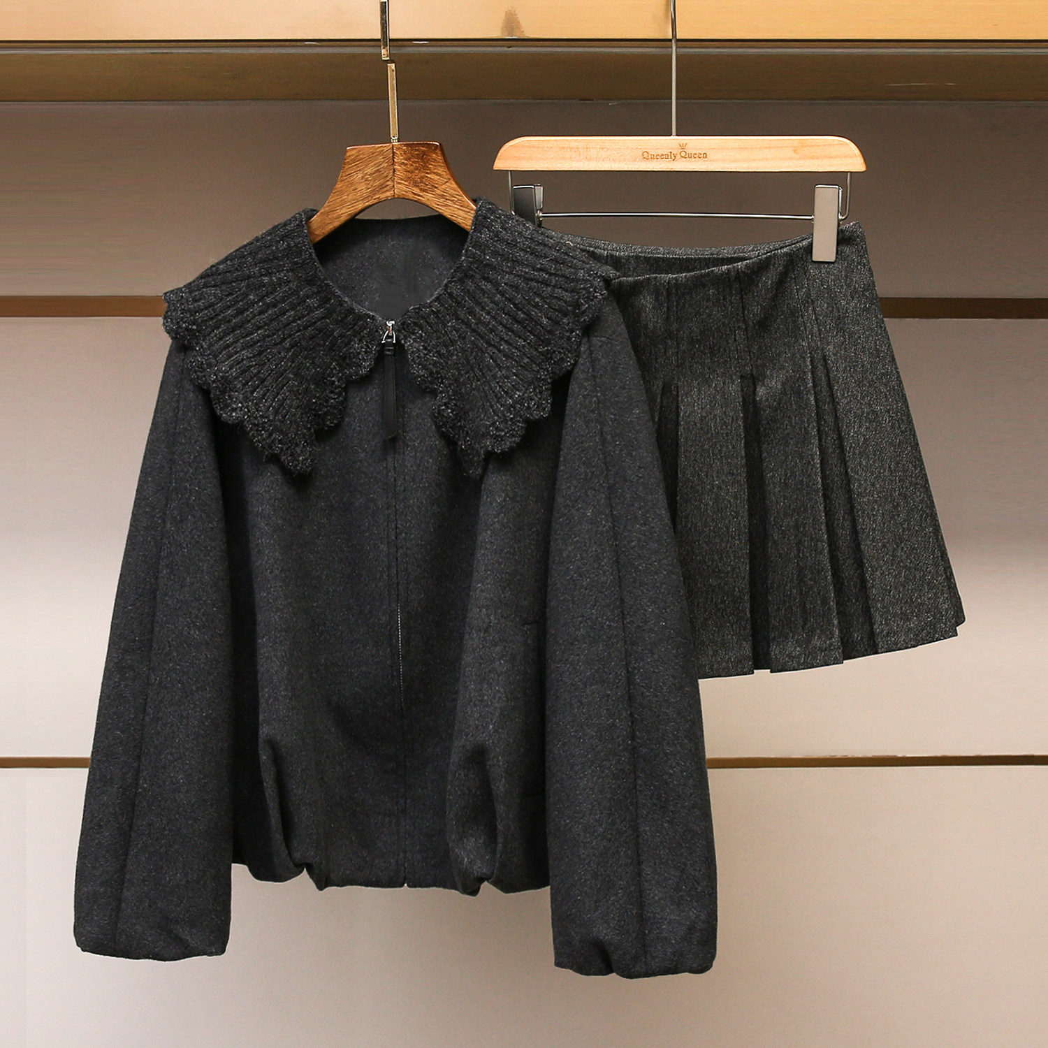 深圳南油高端女装2025冬季新款格雷千金风灯笼袖毛呢外套半裙套装,女装/女士精品,时尚套装,淘宝优惠券,粉丝福利购,淘宝优惠卷