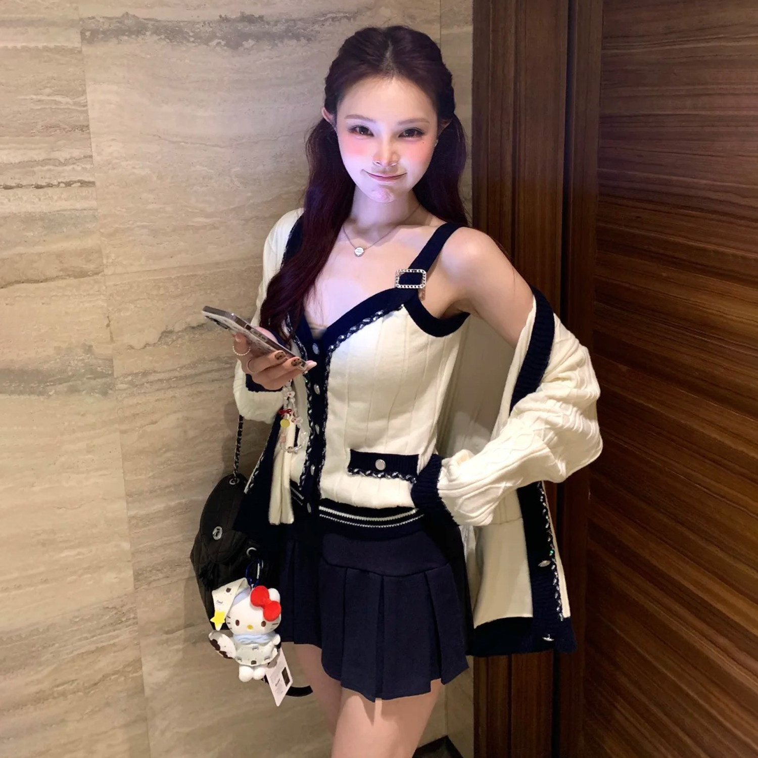 2026春季新款小香风软糯毛针织开衫搭宽松高级感V领背心两件套女,女装/女士精品,时尚套装,淘宝优惠券,粉丝福利购,淘宝优惠卷