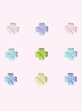 自粘贴】四叶草花朵衣服装饰贴布贴花刺绣幸运草彩色四叶草LUCK贴