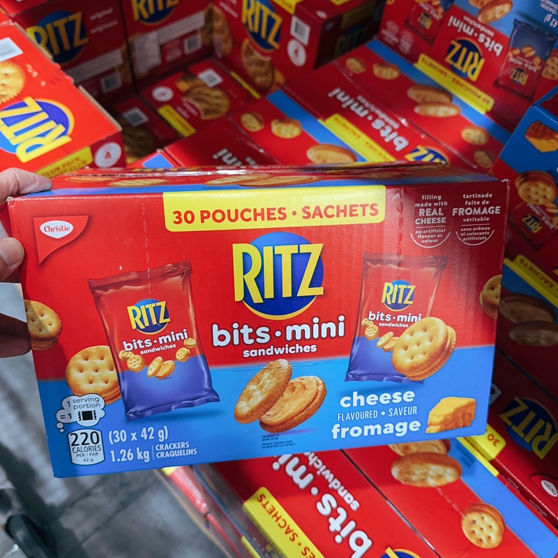 原箱发 加拿大发 Mini Ritz 乐之奶酪芝士夹心小饼干30小包1.26kg