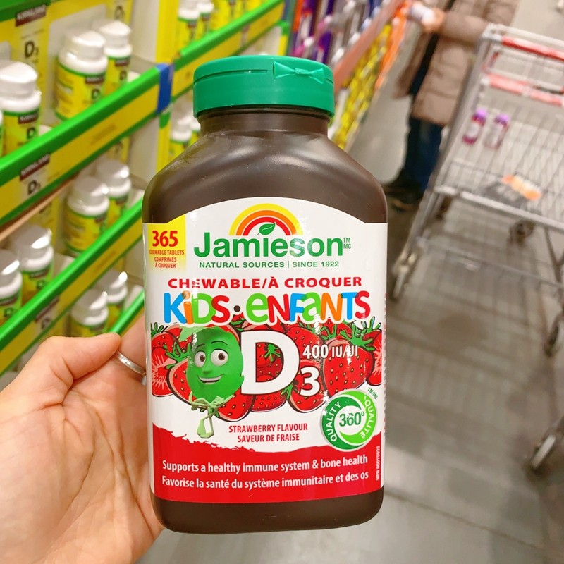 加拿大直邮 Jamieson健美生儿童维生素D3咀嚼片草莓口味365粒