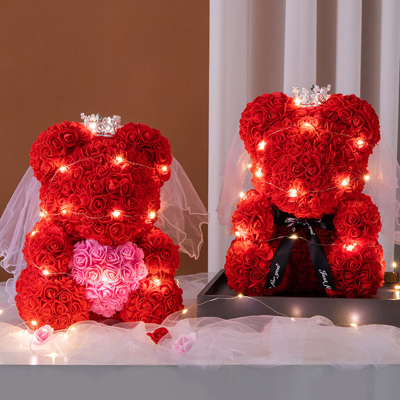 永生玫瑰小熊花束礼盒520情人节礼物生日送女友老婆女生女孩闺蜜