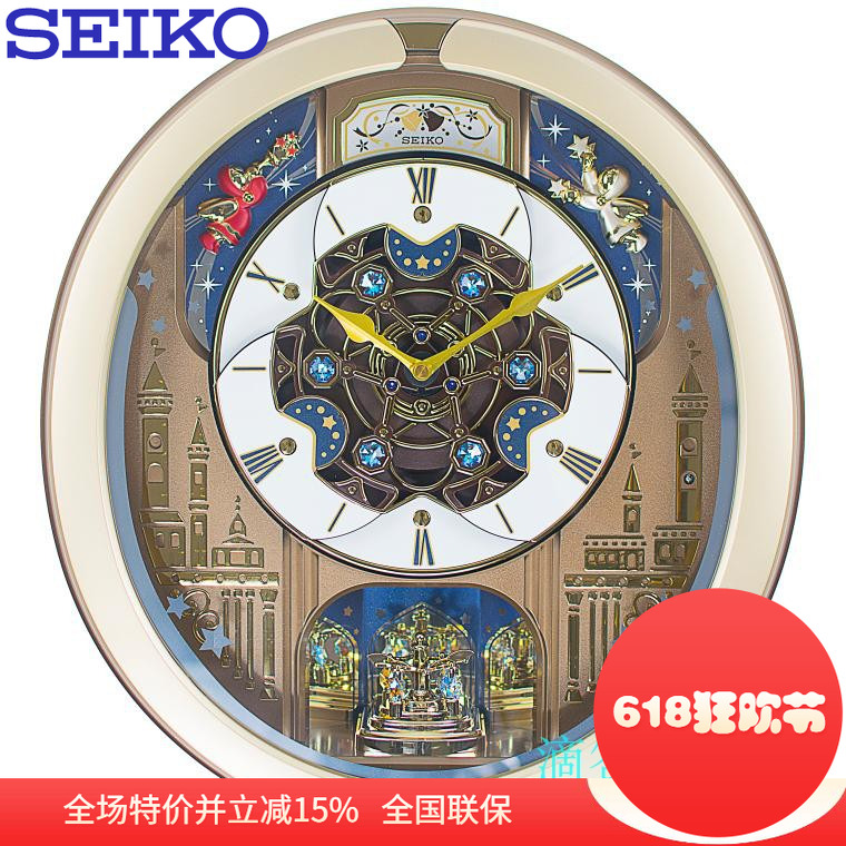 正品SEIKO日本精工欧式客厅艺术音乐报时装饰家用挂钟表QXM350G
