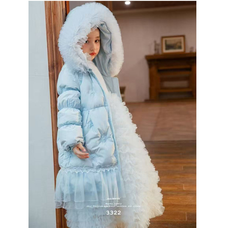 冬季女童中长款蓝色羽绒服儿童艾莎公主风粉色连帽加厚外套鸭绒衣,童装/婴儿装/亲子装,羽绒服,淘宝优惠券,粉丝福利购,淘宝优惠卷