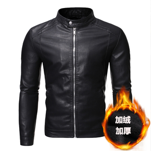 跨境外贸男士外套春秋款皮衣夹克男装PU皮机车服皮衣PY603加绒P75图片