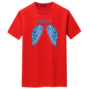 夏季男士短袖t恤潮CVC60%棉宽松衣服新款男DT3458-蓝羽毛翅膀-P15图片