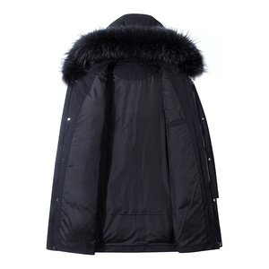 冬季新款男士羽绒服中长款情侣毛领连帽厚保暖休闲外套 YR925P100图片