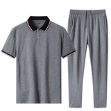 夏季纯棉运动套装男翻领POLO衫短袖T恤中老年大码两件套TZ206P60，女装T恤，星座1410（原1902A）
