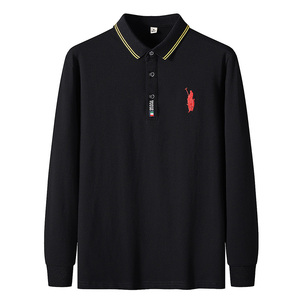 中老年爸爸秋装翻领T恤长袖Polo衫商务春秋男士长袖T恤 PL8896P40图片