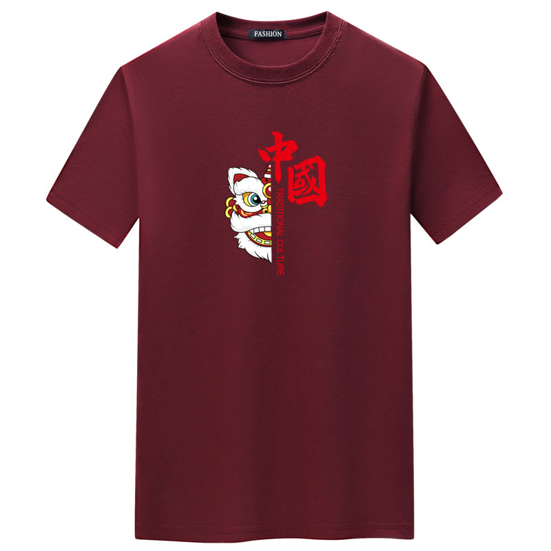 夏季男短袖t恤青春宽松CVC60%棉衣服新款男装DT3421-中国醒狮-P15,男装T恤,星座1410（原1902A）
