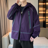 春秋新款男女中性机能口袋连帽防水冲锋潮七彩反光夹克JK2511P80，男装夹克，星座1410（原1902A）