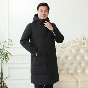 中老年男士羽绒服长版爸爸装冬季防寒保暖连帽外套大衣YR866P110图片