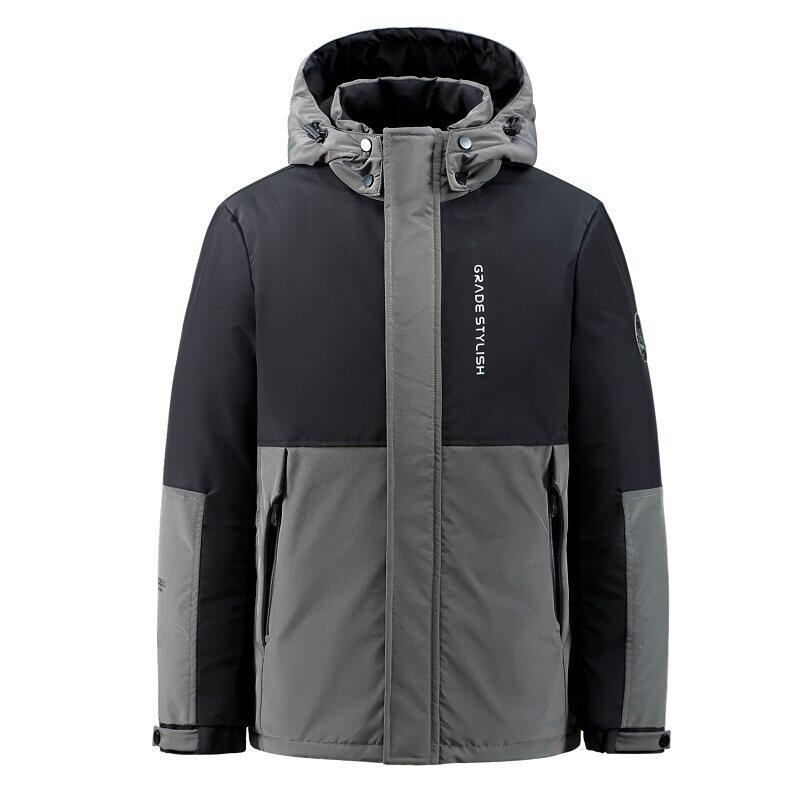 冬季新羽绒服男短款撞色连帽外套户外工装情侣防寒上衣YR9869P80,男装羽绒服,星座1410（原1902A）