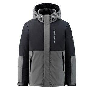 冬季新羽绒服男短款撞色连帽外套户外工装情侣防寒上衣 YR9869P80图片