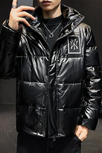 2021羽绒服男短款NY潮亮面冬季白鸭绒加厚休闲连帽外套 YR9808图片