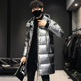 冬季中长款羽绒服男士亮面潮流韩版连帽上衣青年外套YR918-P200，男装羽绒服，星座1410（原1902A）