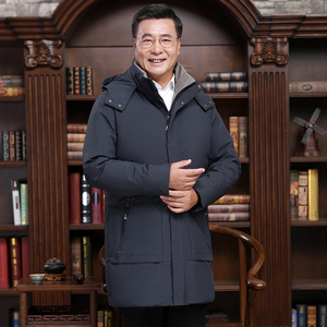 2021冬季男士中老年新款羽绒服中长款加厚毛领连帽外套YR图片