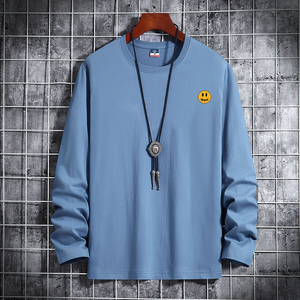 新款韩版潮男纯棉圆领长袖T恤男式码号标CT61015-DREW小笑脸-P18图片