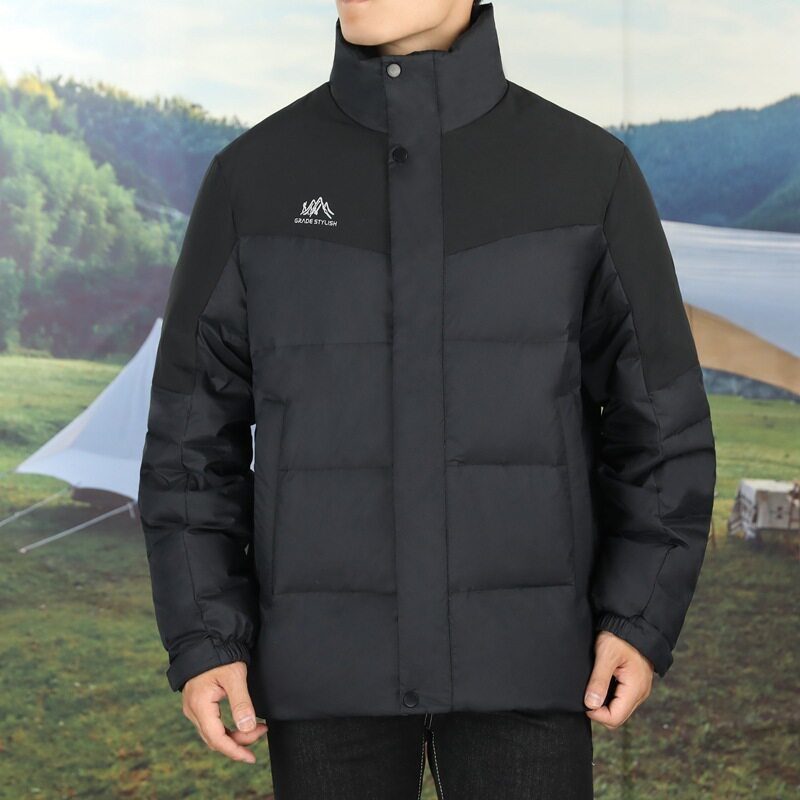 户外冲锋衣标50%白鸭绒羽绒服男短款加厚立领外套YR7505P105,男装羽绒服,星座1410（原1902A）