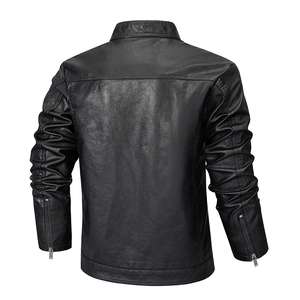 跨境外贸男士外套春秋款皮衣夹克男装PU皮机车服立领皮衣PY603P65图片