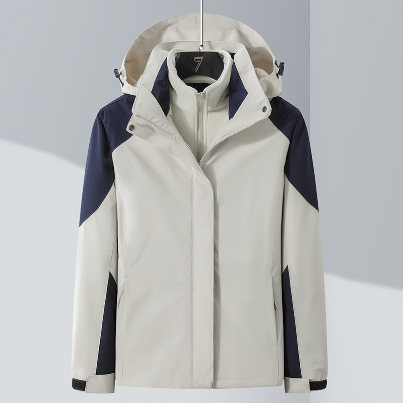 秋冬男女夹克户外三合一情侣冲锋衣可拆卸两件套登山服CF9988P100图片