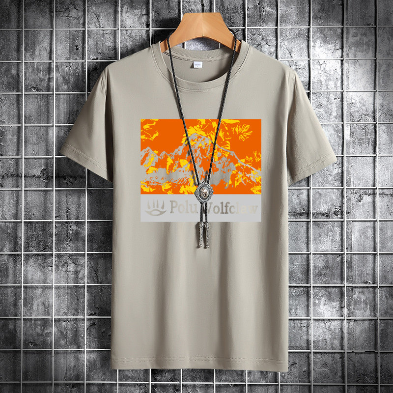 夏季男士短袖t恤潮流潮牌宽松纯棉衣服2021新款DT4062-火山-P15,男装T恤,星座1410（原1902A）
