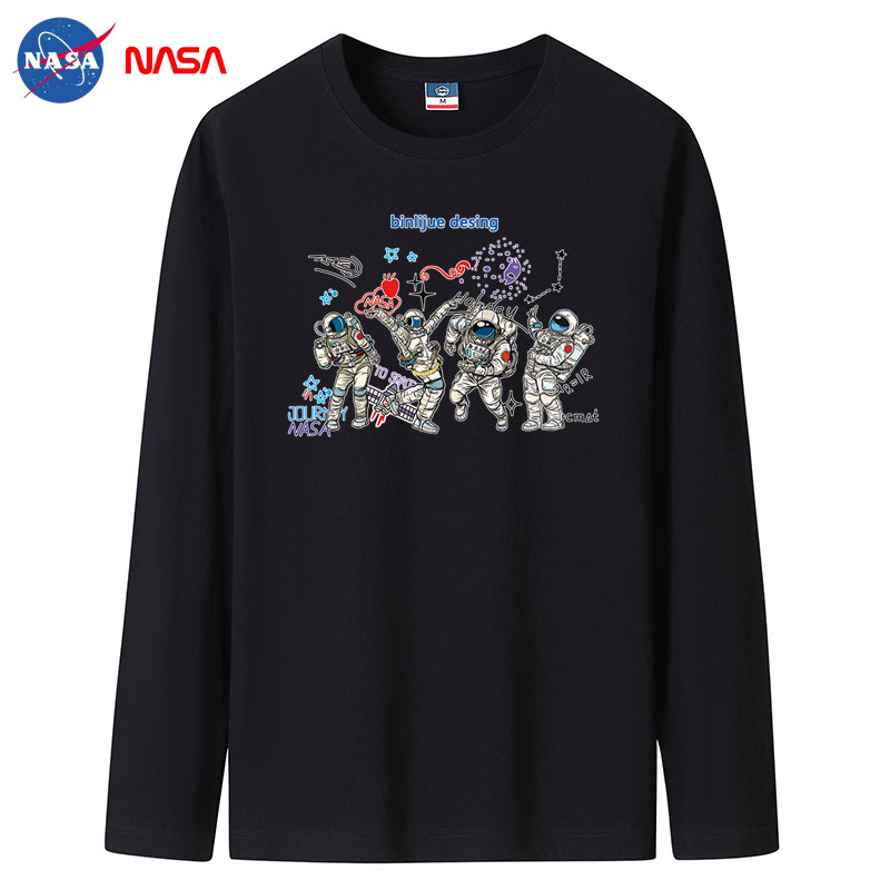 2022NASA新款韩版春秋男士纯棉圆领长袖T恤大码码号标CT6NS02-P18,男装T恤,星座1410（原1902A）