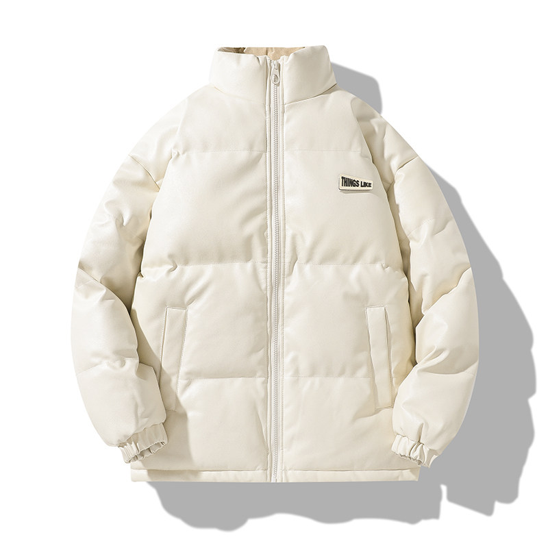 美式立领面包服PU皮棉衣外套情侣潮牌冬季保暖宽松棉服MY2283P75图片