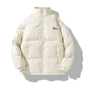 美式立领面包服PU皮棉衣外套情侣潮牌冬季保暖宽松棉服MY2283P75图片