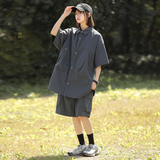 2026新套装男女同款夏季潮牌休闲百搭长城格短袖衬衫套装C68P80，男装衬衫，星座1410（原1902A）