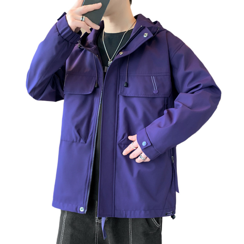 新秋夹克男工装青少年连帽中学生宽松户外外套情侣冲锋衣JK233P75,男装夹克,星座1410（原1902A）