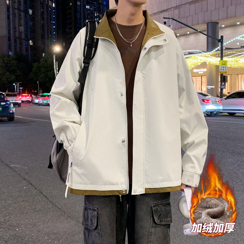 男士加绒防水夹克秋冬情侣连帽口袋多拉链工装防水夹克AJJ215P80,男装夹克,星座1410（原1902A）