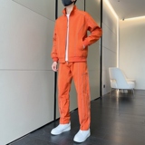 撞色立领夹克套装男士帅搭配一套直筒运动阔腿拖地裤子TZ567P100，男装夹克，星座1410（原1902A）